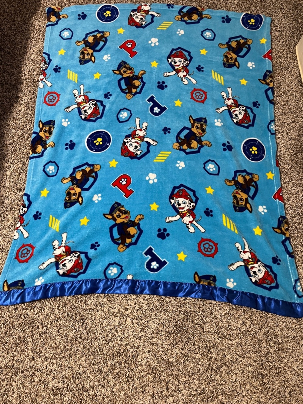 Nickelodeon Paw Patrol Blue Kids Blanket with Chase & Marshall